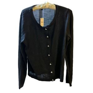 Talbots Size Medium Sparkly Black Cardigan WITH Buttons